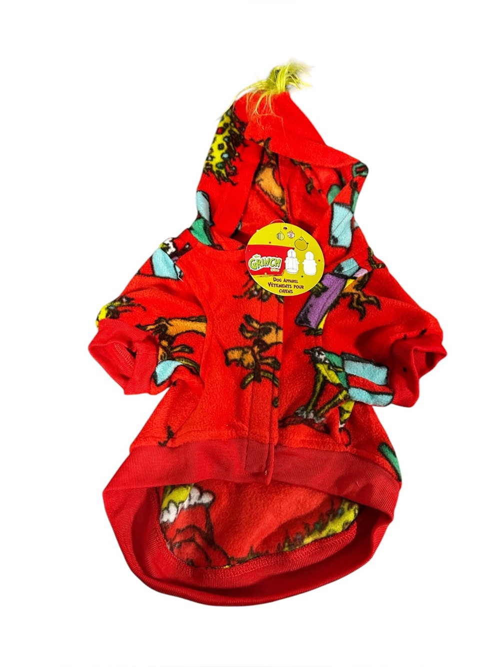 Grinch fleece dog coat